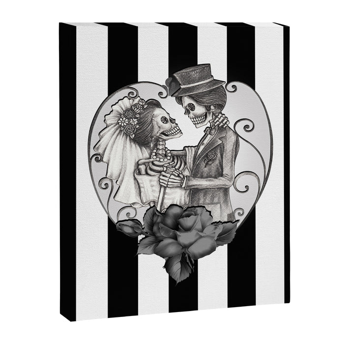 Striped Skeleton Love Couple Marriage Dance Canvas Print Gallery Image 1