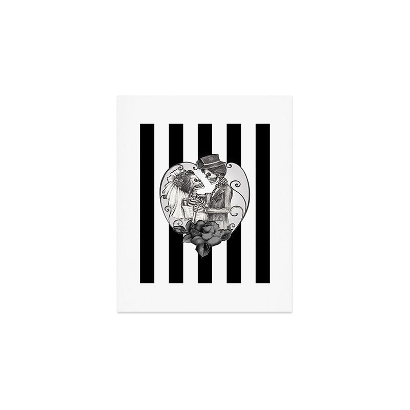 Striped Skeleton Love Couple Marriage Dance Art Print Gallery Image 1