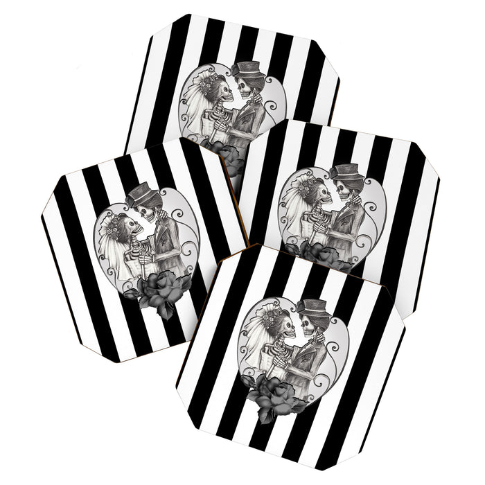Striped Skeleton Love Couple Marriage Dance Coaster Gallery Image 1