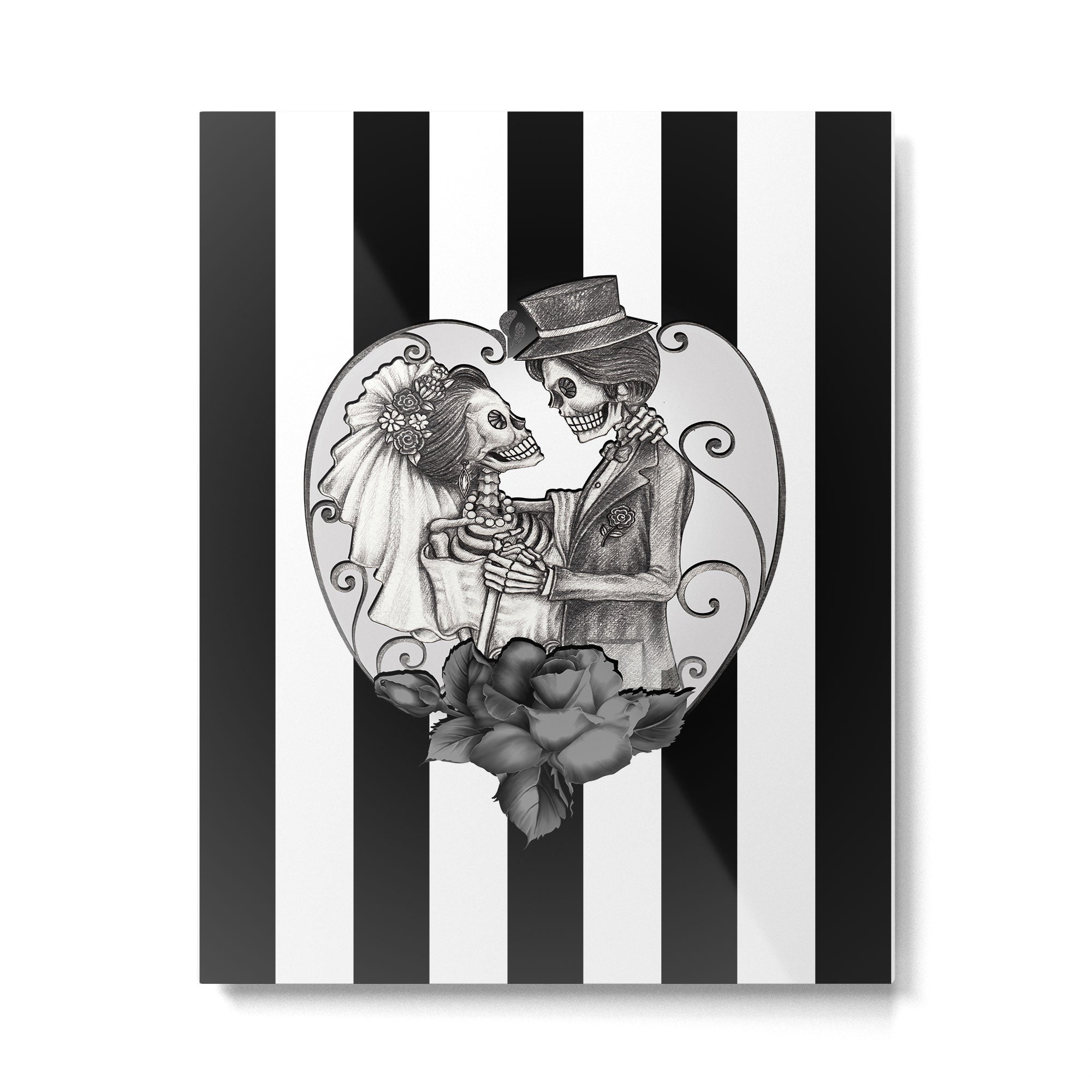 Striped Skeleton Love Couple Marriage Dance Metal Print Gallery Image 6