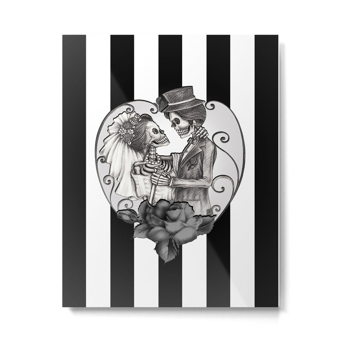 Striped Skeleton Love Couple Marriage Dance Metal Print Gallery Image 1