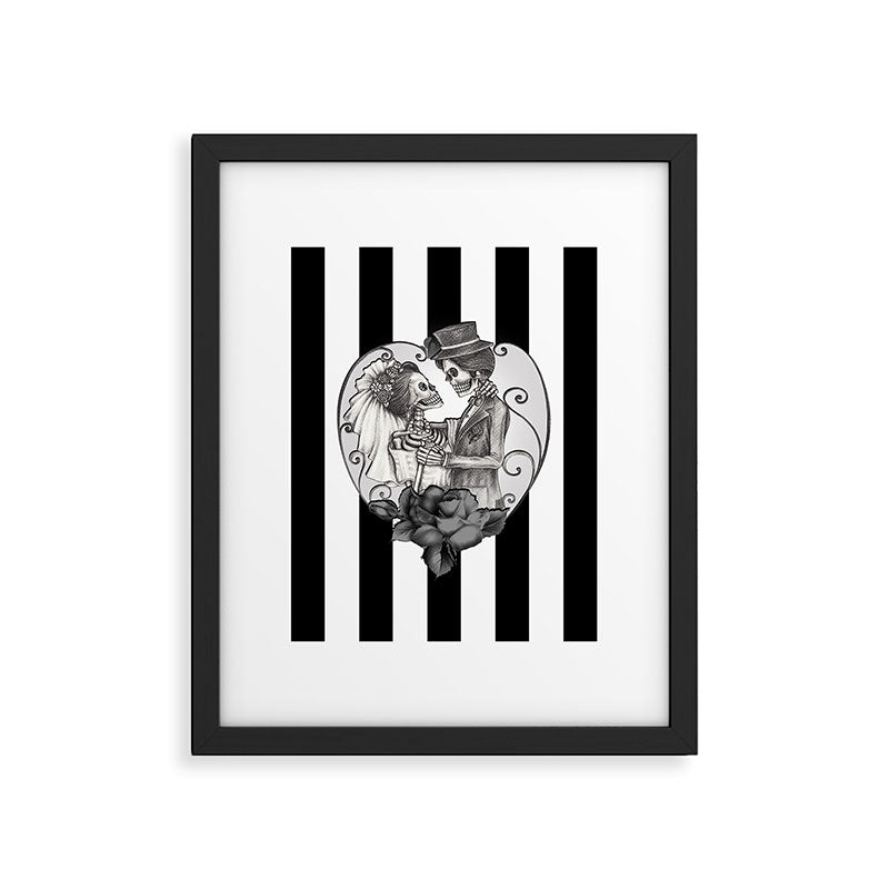 Striped Skeleton Love Couple Marriage Dance Framed Art Print Gallery Image 6