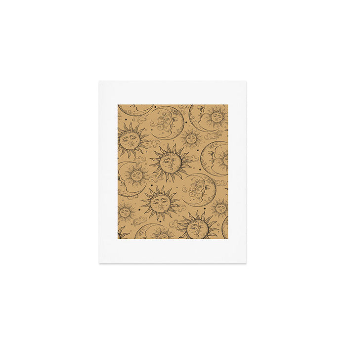 Tan Magic Celestial Sun Moon Stars Art Print Gallery Image 1