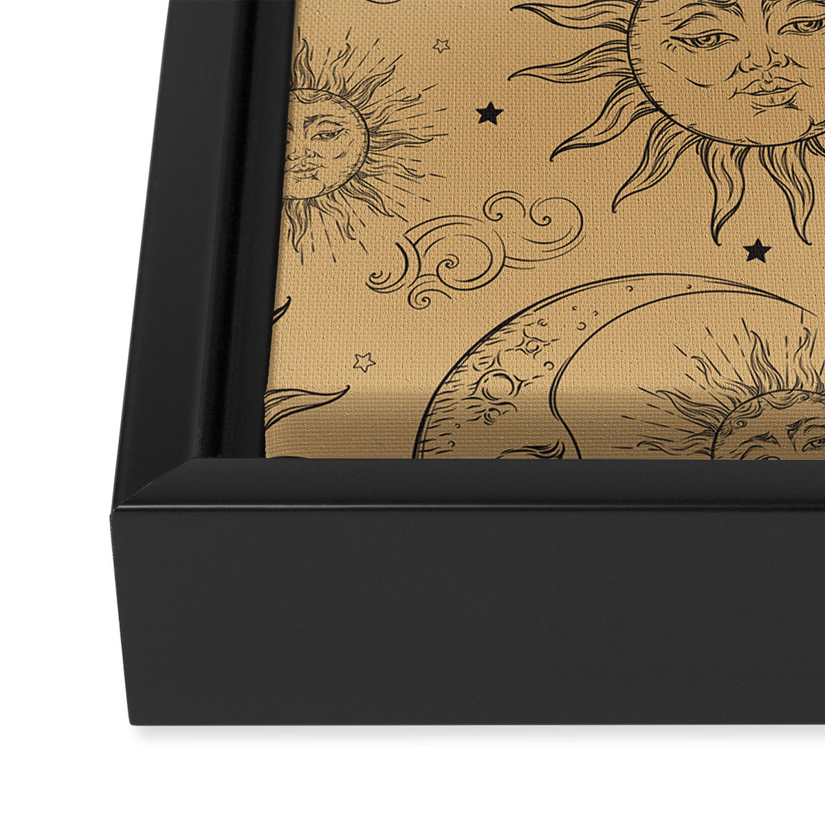 Tan Magic Celestial Sun Moon Stars Framed Canvas Print Gallery Image 3