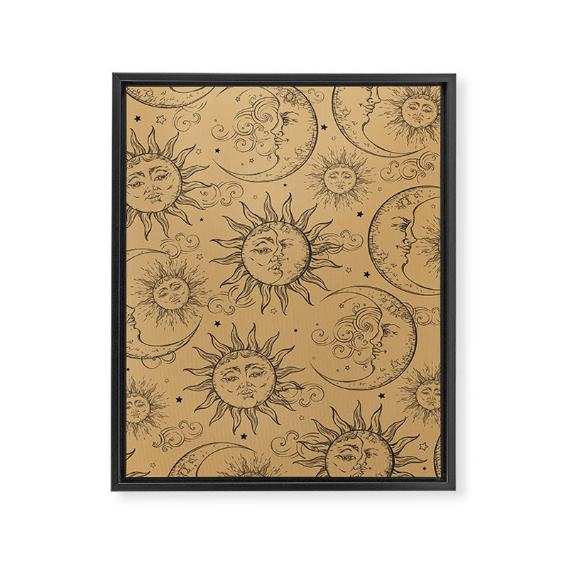 Tan Magic Celestial Sun Moon Stars Framed Canvas Print Gallery Image 8