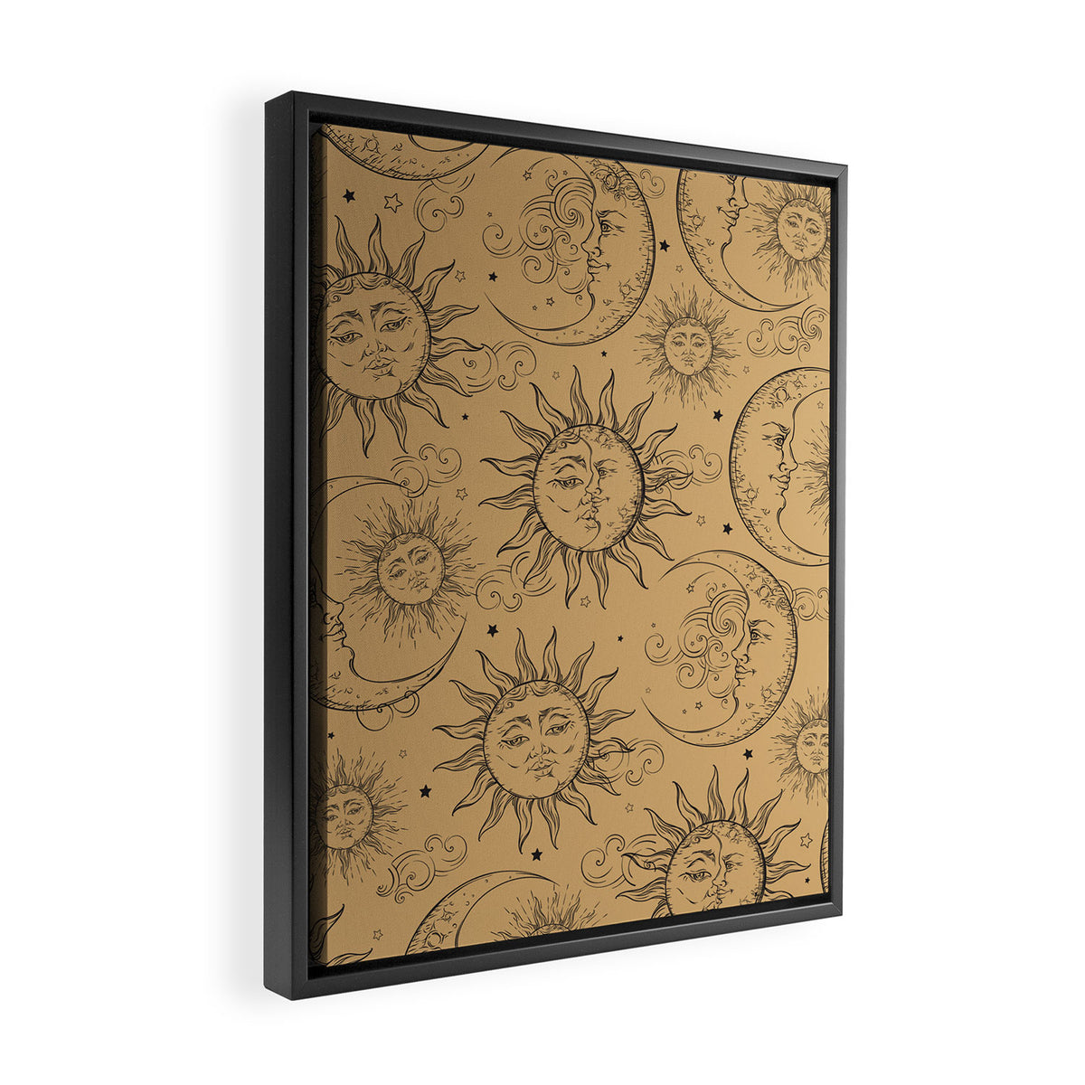 Tan Magic Celestial Sun Moon Stars Framed Canvas Print Gallery Image 2