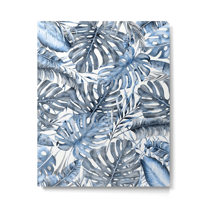Vintage Blue Tropical Palm Leaves Metal Print Gallery Image 1