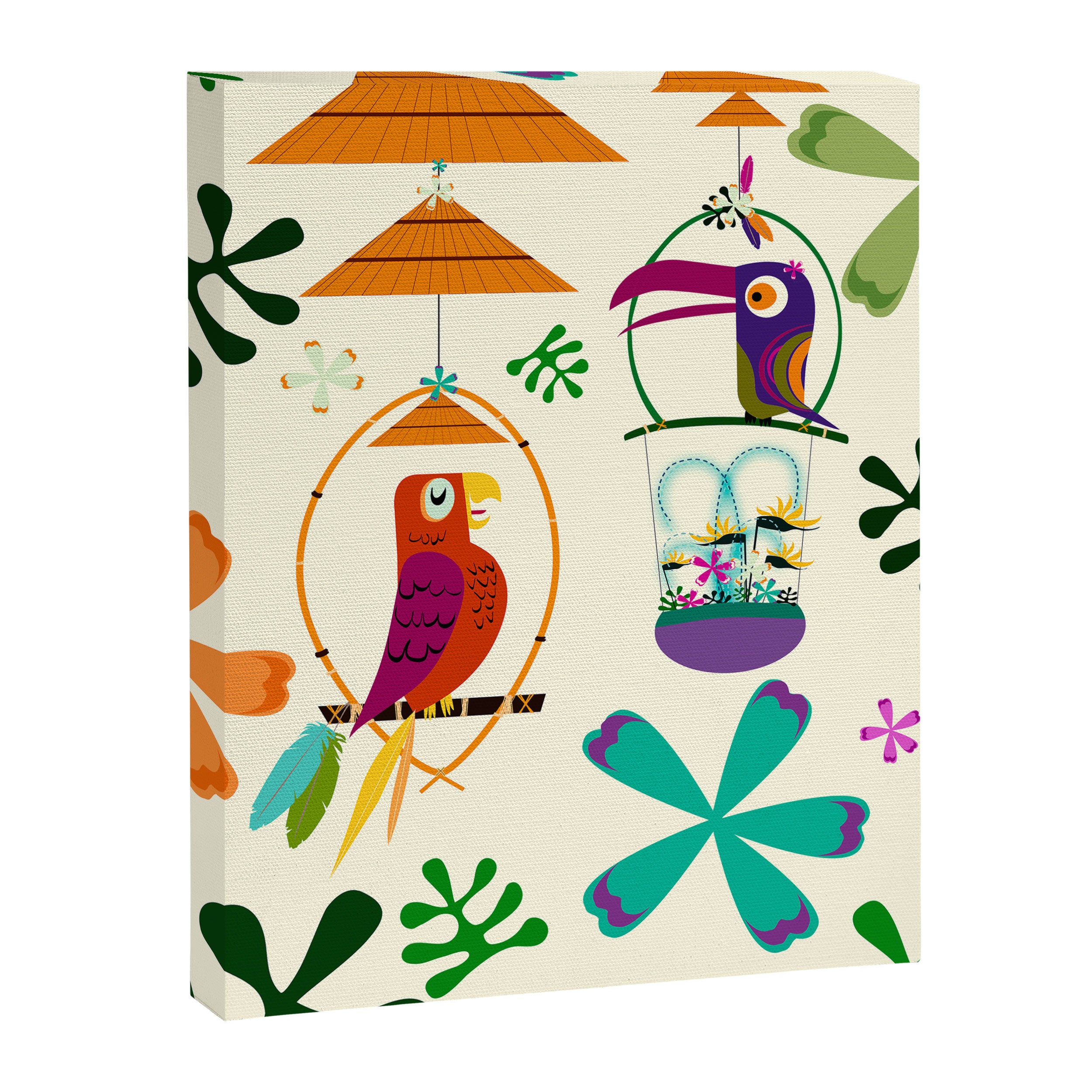 Vintage Modern Tiki Birds Canvas Print Gallery Image 6