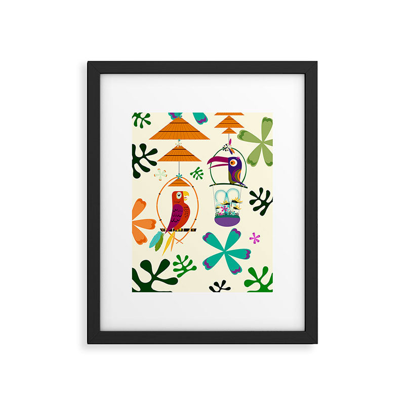 Vintage Modern Tiki Birds Framed Art Print Gallery Image 5