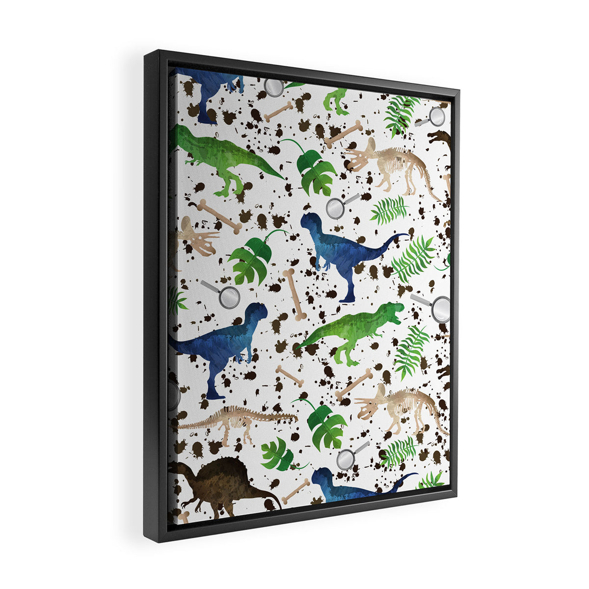 Watercolor Dinosaurs Framed Canvas Print Gallery Image 2