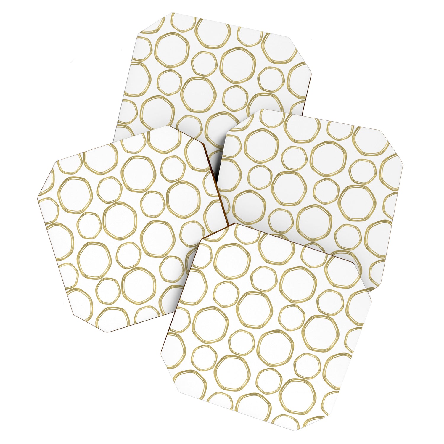 White & Gold Circles Coaster Gallery Image 1