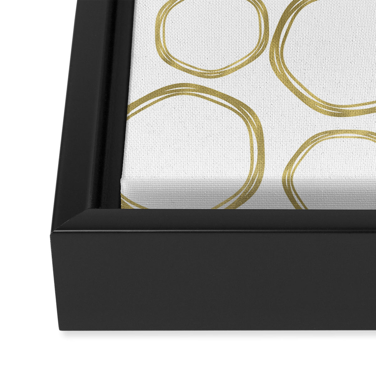 White & Gold Circles Framed Canvas Print Gallery Image 3