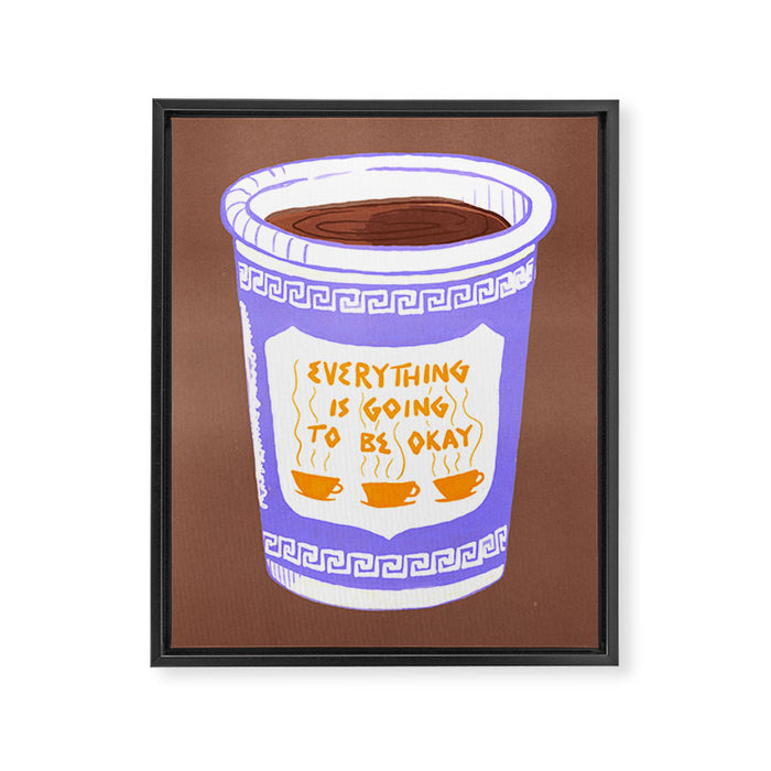 Everything Will Still Be Okay Inspired by PANTONE 17 1230 Mocha Mousse Framed Canvas Print Gallery Image 1