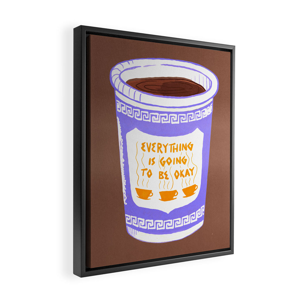 Everything Will Still Be Okay Inspired by PANTONE 17 1230 Mocha Mousse Framed Canvas Print Gallery Image 2