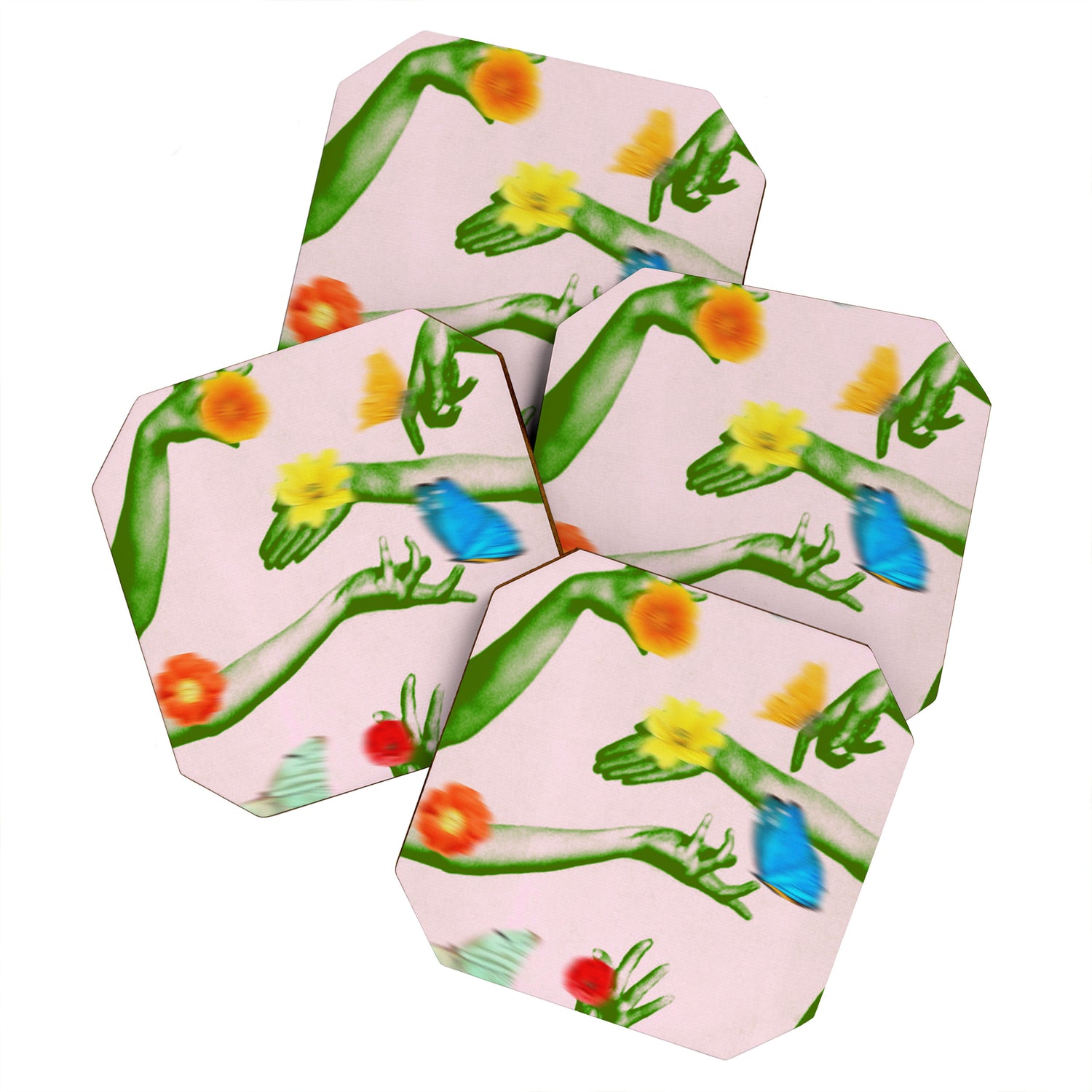 Jewels in Pink and Green Coaster Gallery Image 1