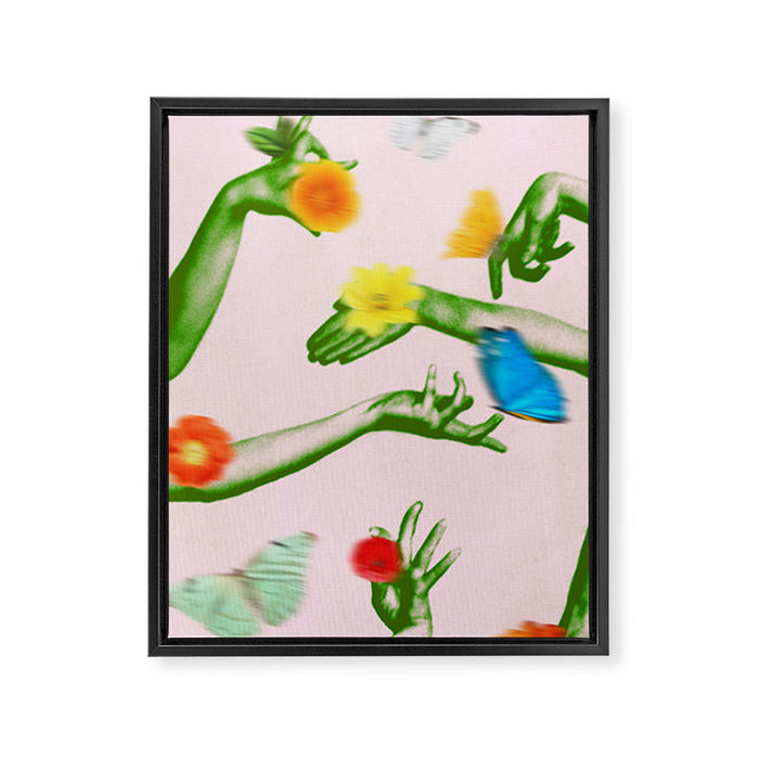 Jewels in Pink and Green Framed Canvas Print Gallery Image 1