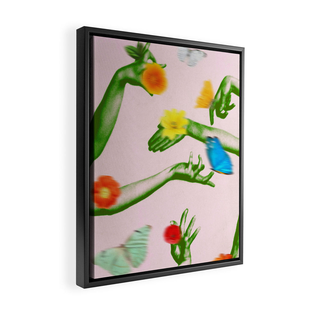 Jewels in Pink and Green Framed Canvas Print Gallery Image 2