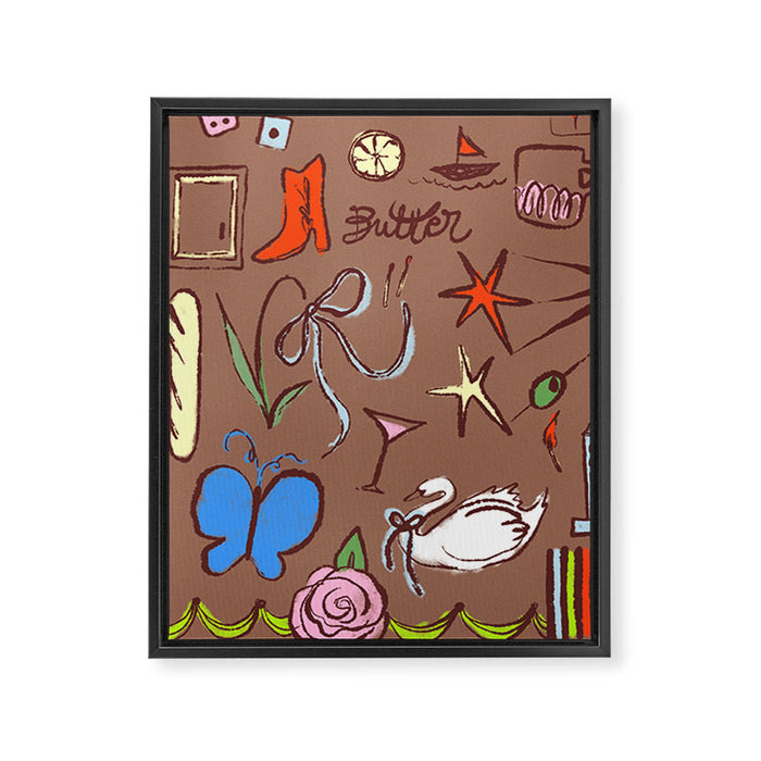Simple Girl Inspired by PANTONE 17 1230 Mocha Mousse Framed Canvas Print Gallery Image 1