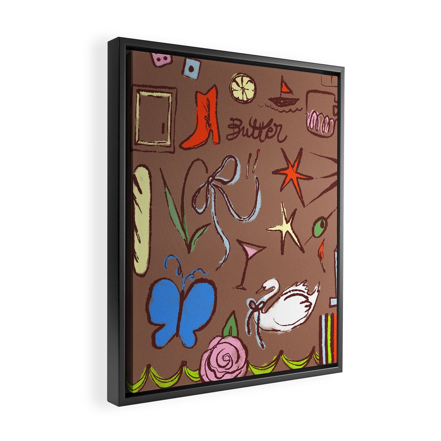 Simple Girl Inspired by PANTONE 17 1230 Mocha Mousse Framed Canvas Print Gallery Image 2