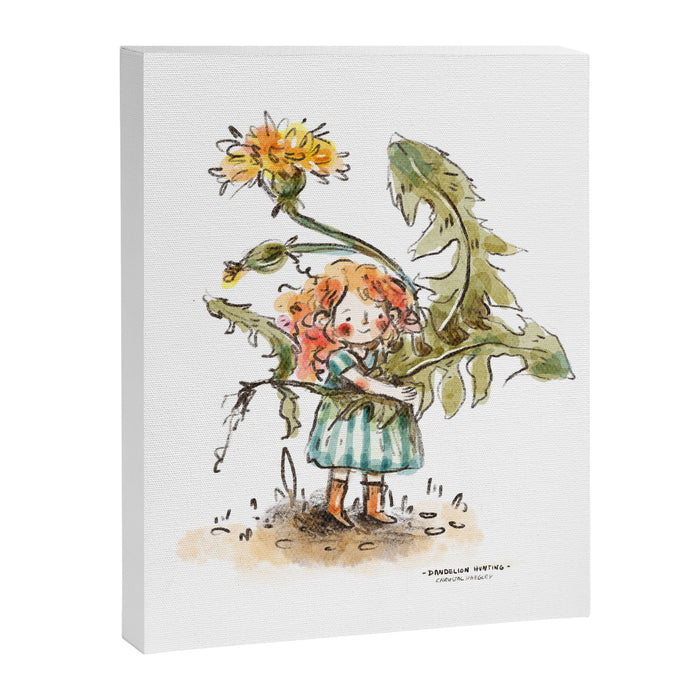 Dandelion Hunting - Flower Girl Canvas Print Gallery Image 1