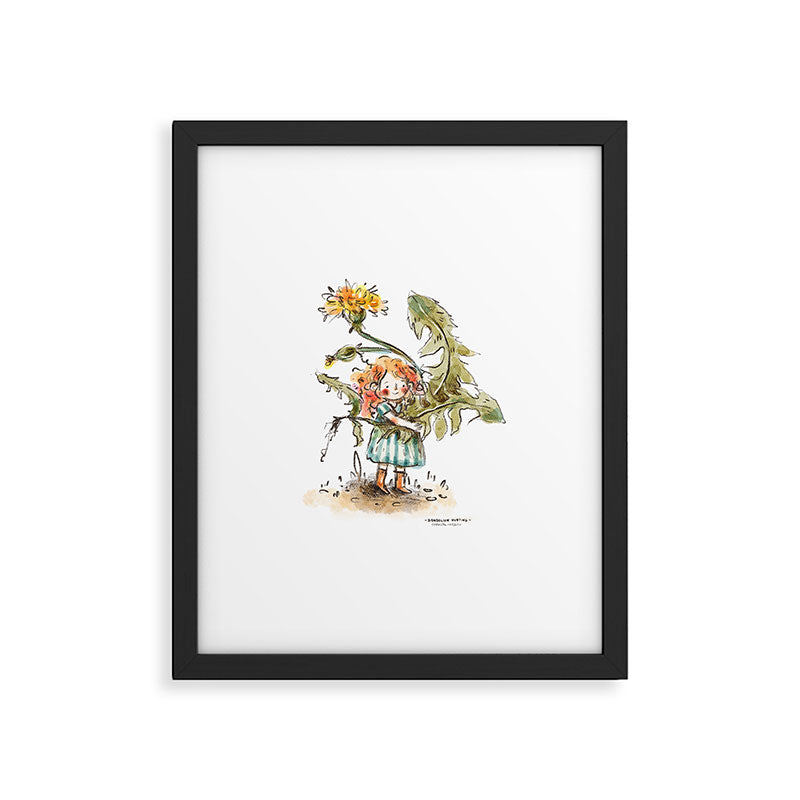 Dandelion Hunting - Flower Girl Framed Art Print