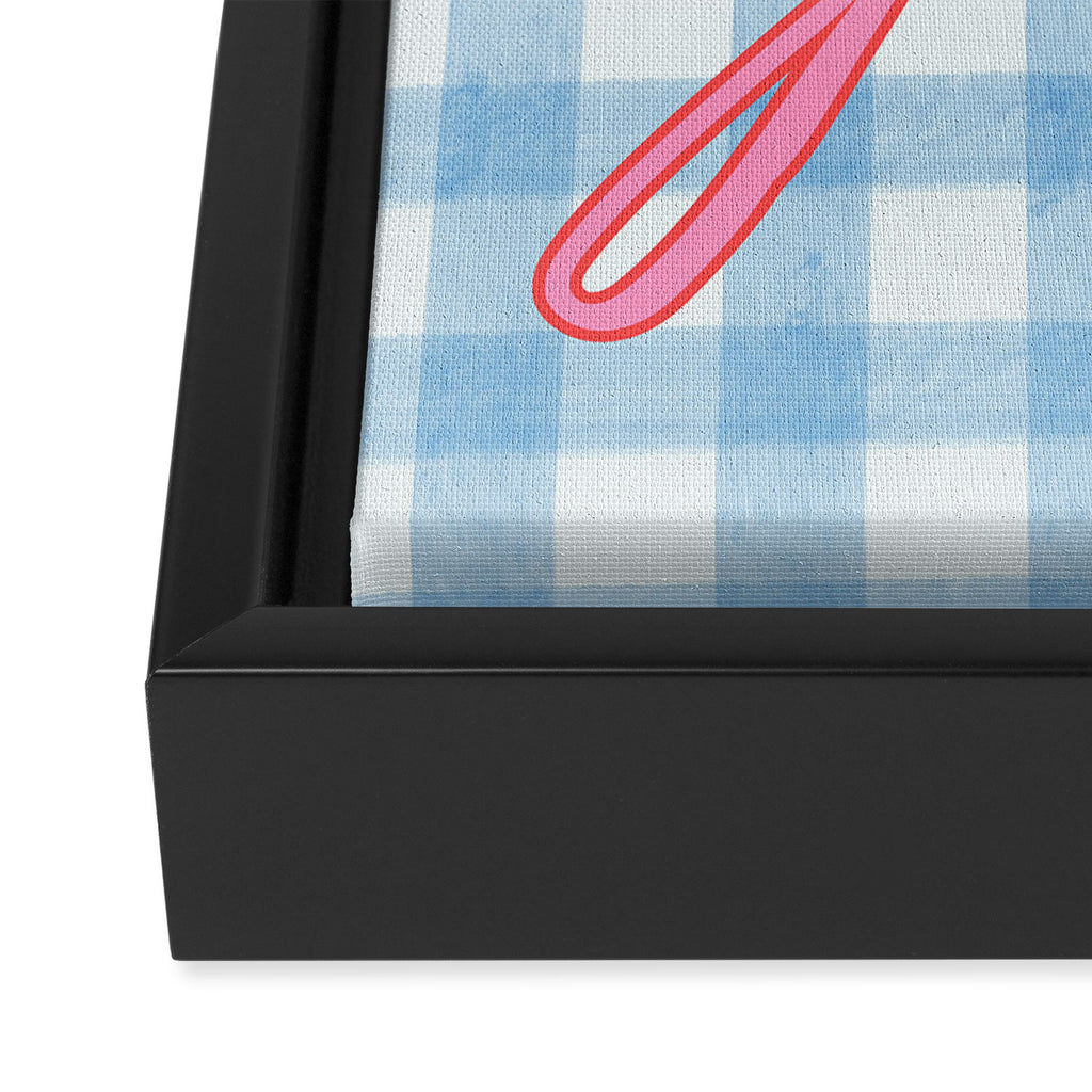 y'all blue gingham Framed Canvas Print Gallery Image 3