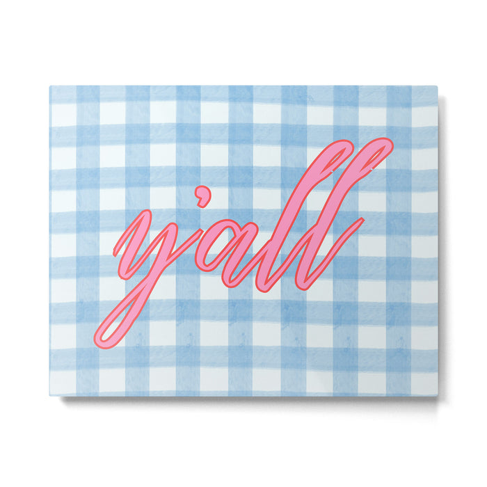 y'all blue gingham Metal Print Gallery Image 1