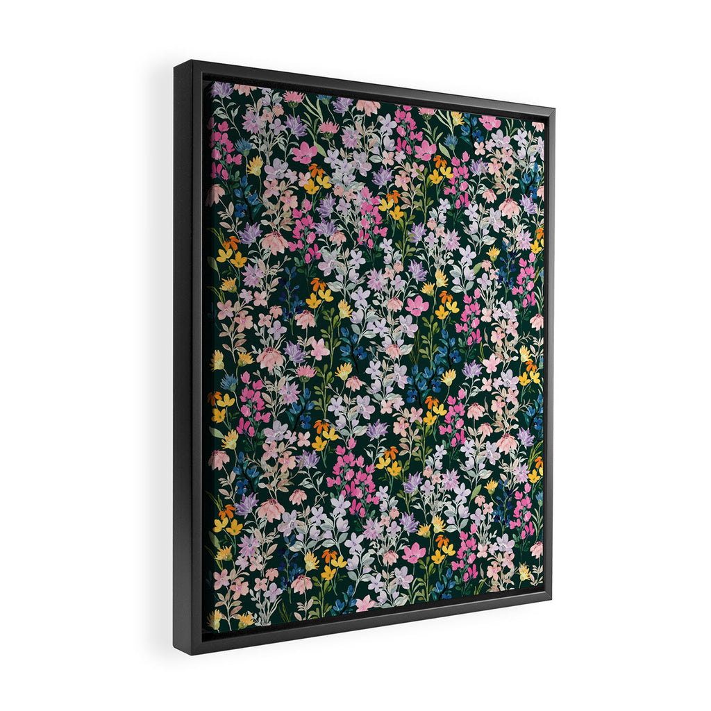 Wildflower Field on Pine Grove - Pink, Orange, Blue, & Purple Framed Canvas Print Gallery Image 2