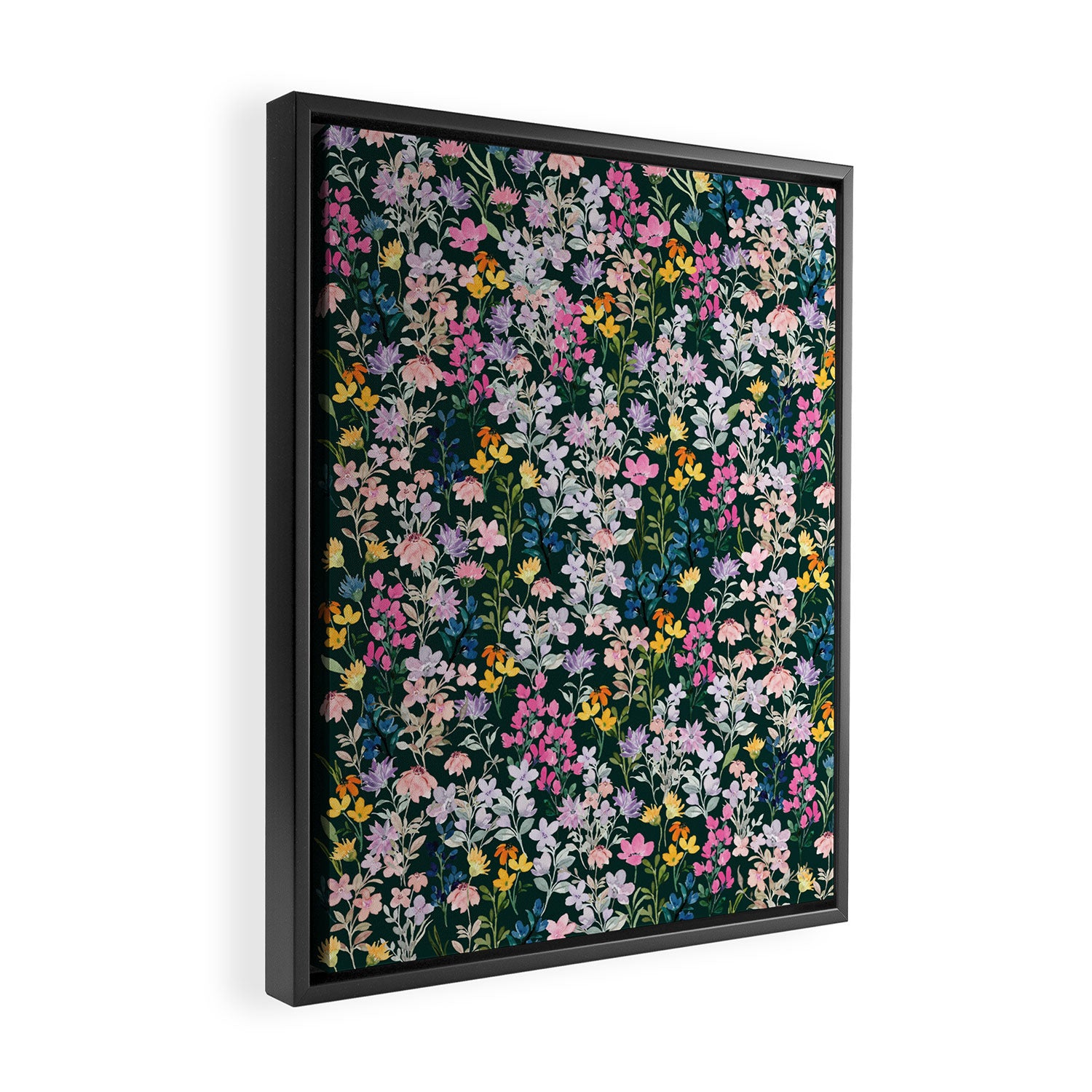 Wildflower Field on Pine Grove - Pink, Orange, Blue, & Purple Framed Canvas Print Gallery Image 2