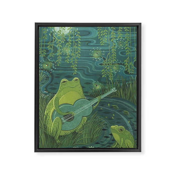 Serenade Of A Frog Framed Canvas Print Gallery Image 1