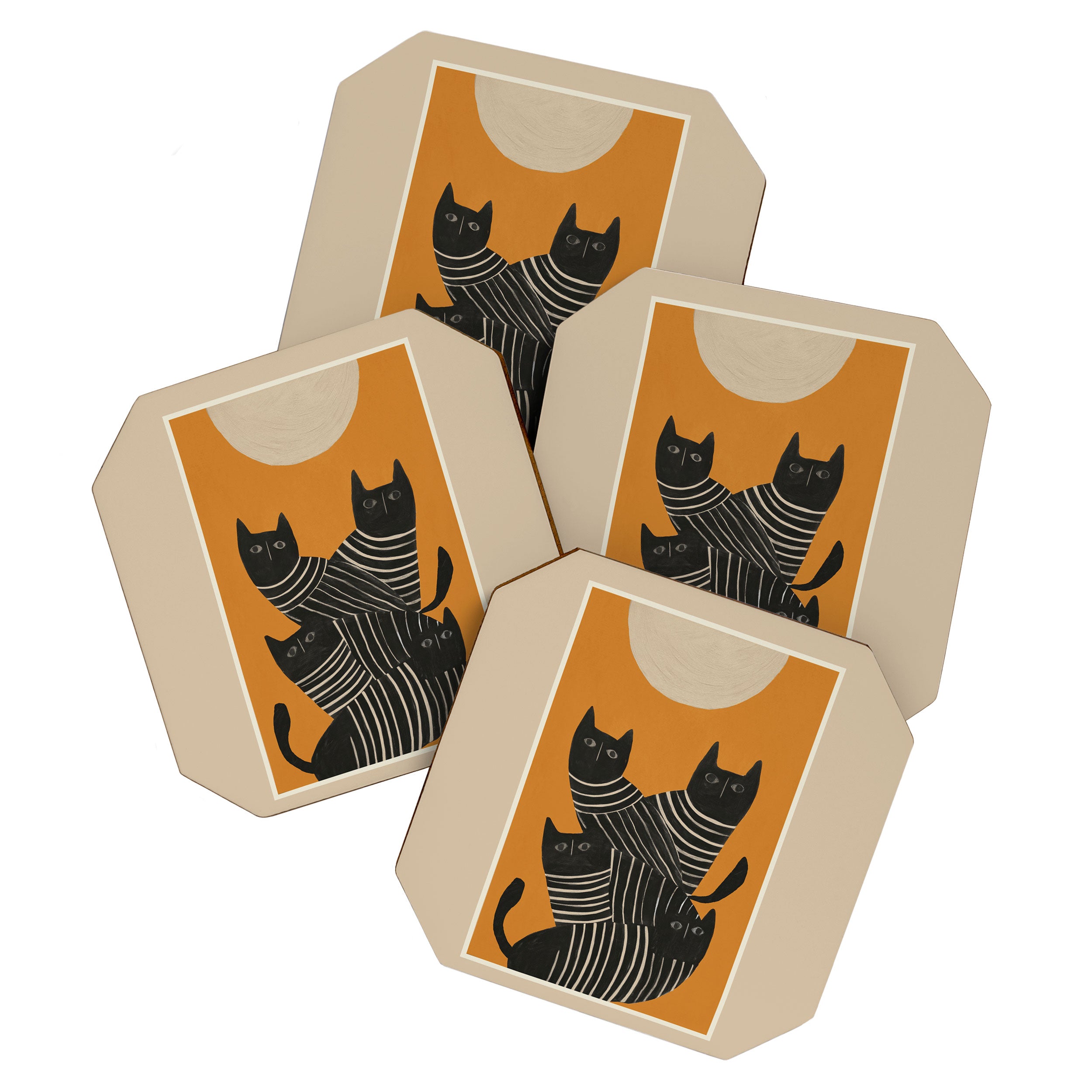 Abstract Black Cats Coaster Gallery Image 1