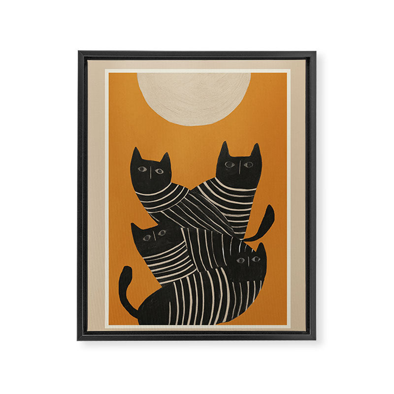 Abstract Black Cats Framed Canvas Print Gallery Image 6