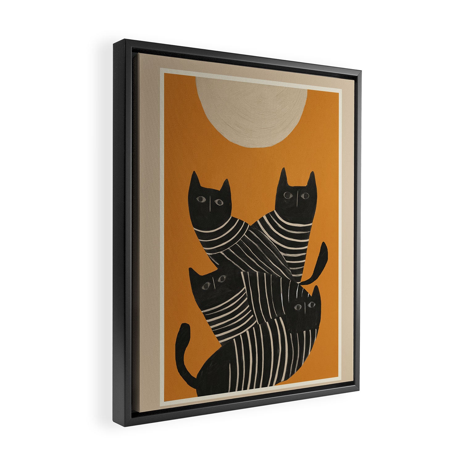 Abstract Black Cats Framed Canvas Print Gallery Image 2