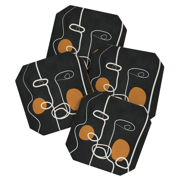 Abstract Face Line Art 04 Coaster Gallery Image 1