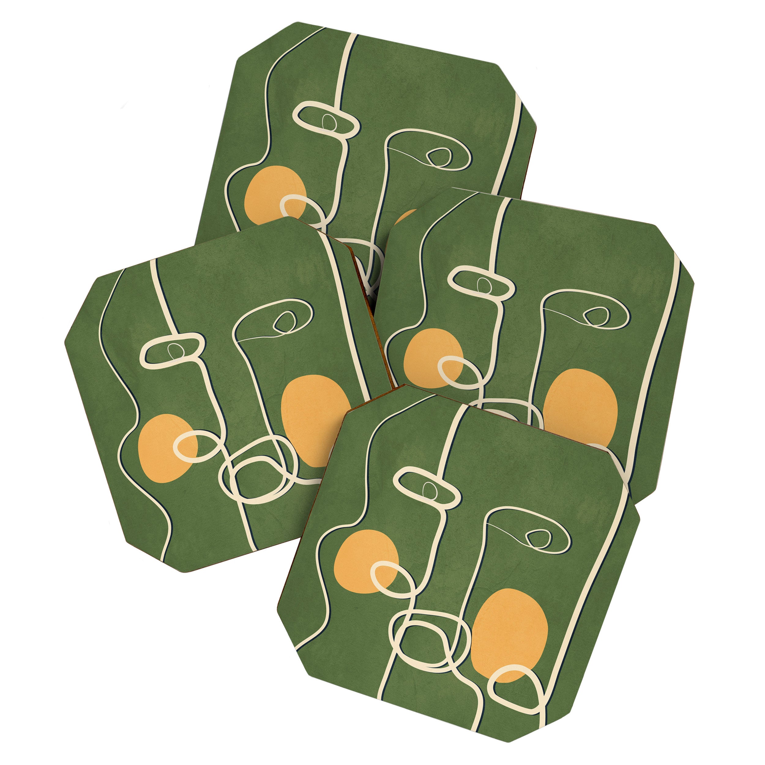 Abstract Face Line Art 06 Coaster Gallery Image 1