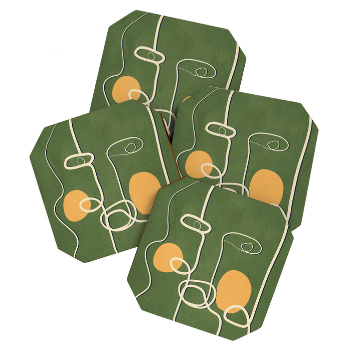 Abstract Face Line Art 06 Coaster Gallery Image 1