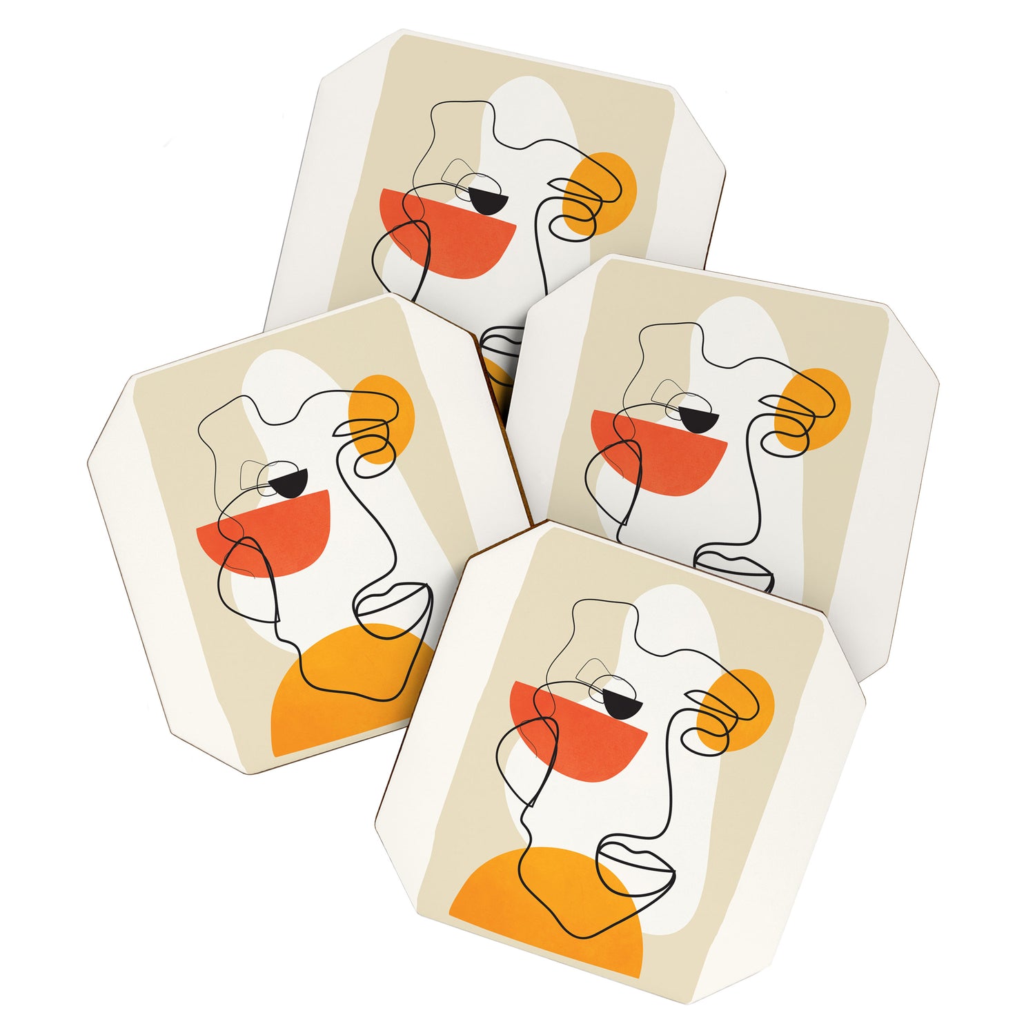 Abstract Face Line Design 03 Coaster Gallery Image 1