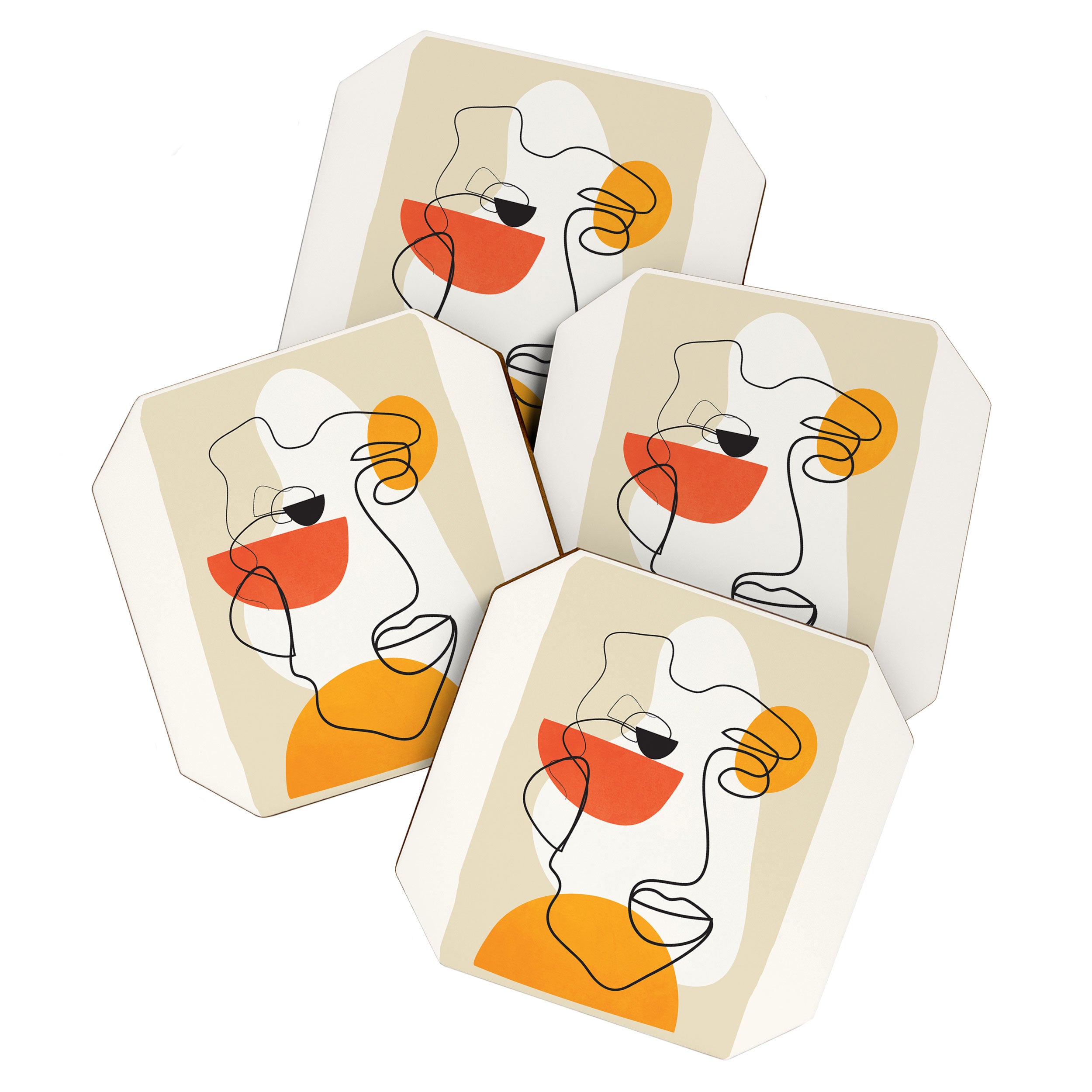Abstract Face Line Design 03 Coaster Gallery Image 1