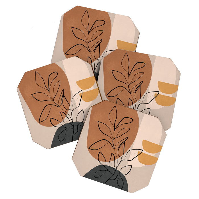 Abstract Minimal Plant 1 Coaster Gallery Image 1