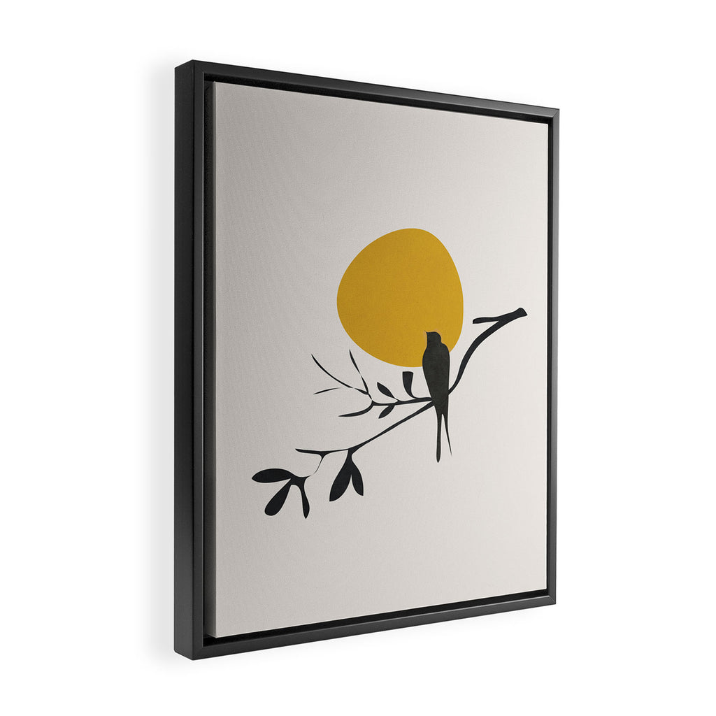 Bird and the Setting Sun Framed Canvas Print Gallery Image 2