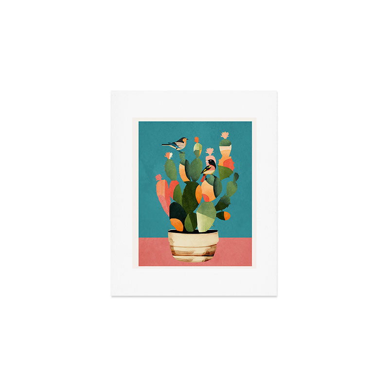 Cactus and  Birds 2 Art Print Gallery Image 1