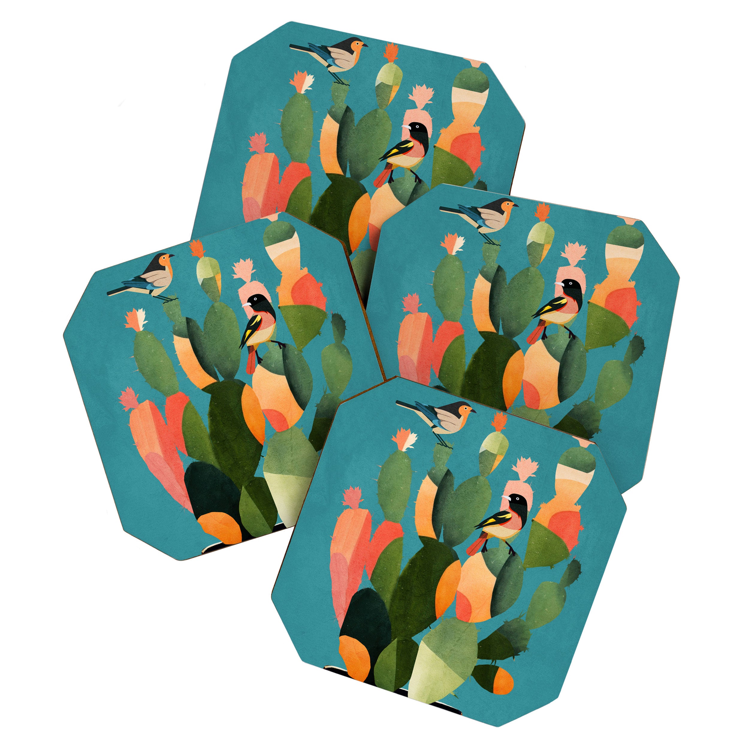 Cactus and  Birds 2 Coaster Gallery Image 1