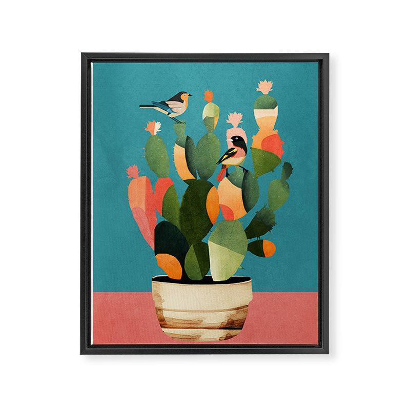 Cactus and  Birds 2 Framed Canvas Print Gallery Image 6