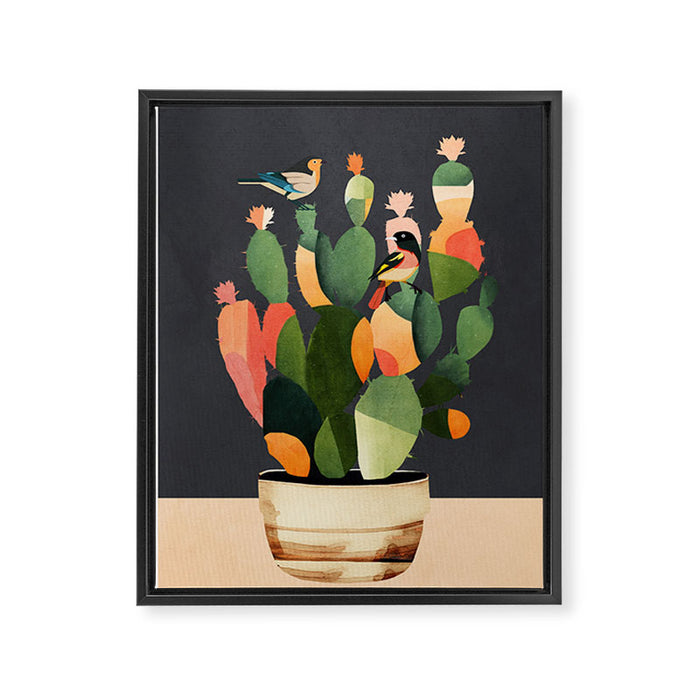 Cactus and Birds 4 Framed Canvas Print Gallery Image 1