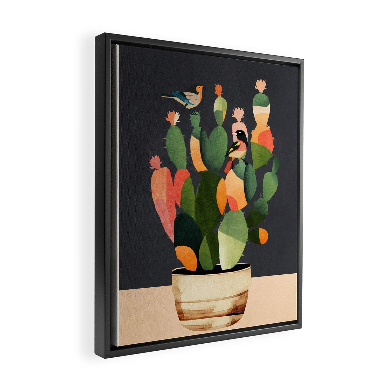 Cactus and Birds 4 Framed Canvas Print Gallery Image 2