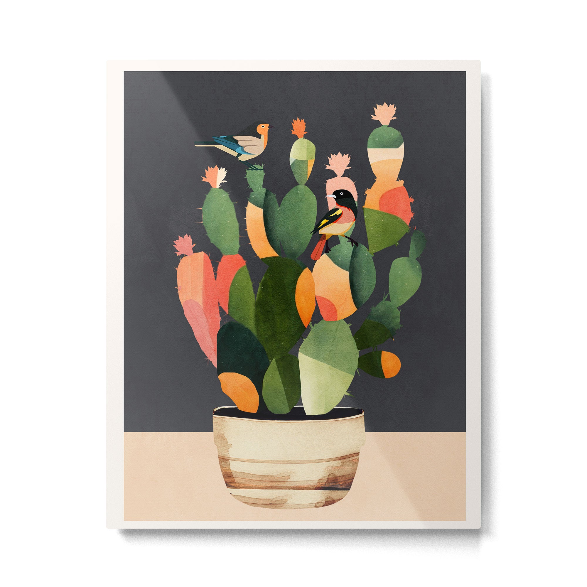 Cactus and Birds 4 Metal Print Gallery Image 4