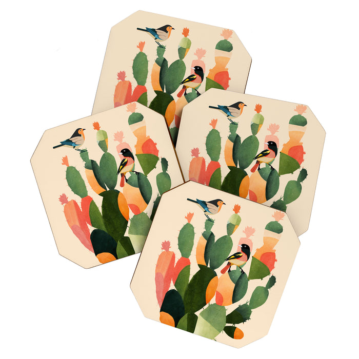 Cactus & Birds 1 Coaster Gallery Image 1