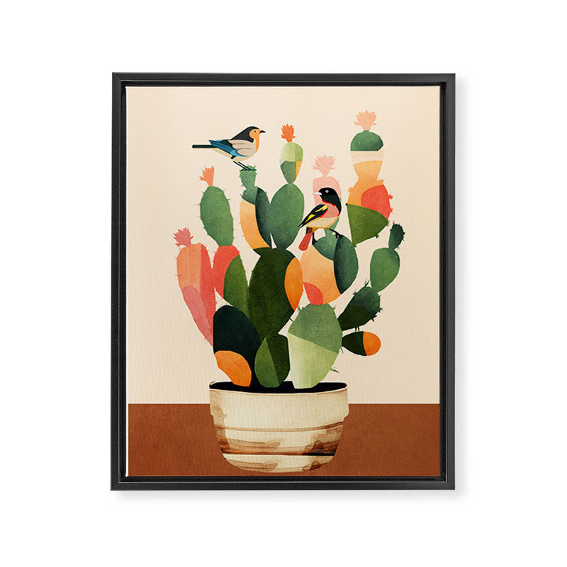 Cactus & Birds 1 Framed Canvas Print Gallery Image 6