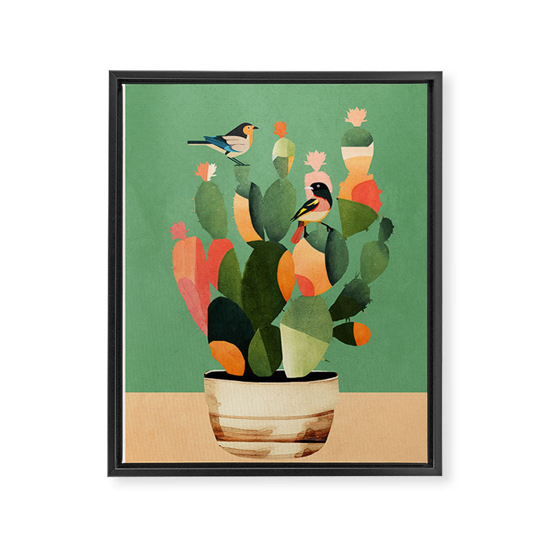 Cactus & Birds 3 Framed Canvas Print Gallery Image 6