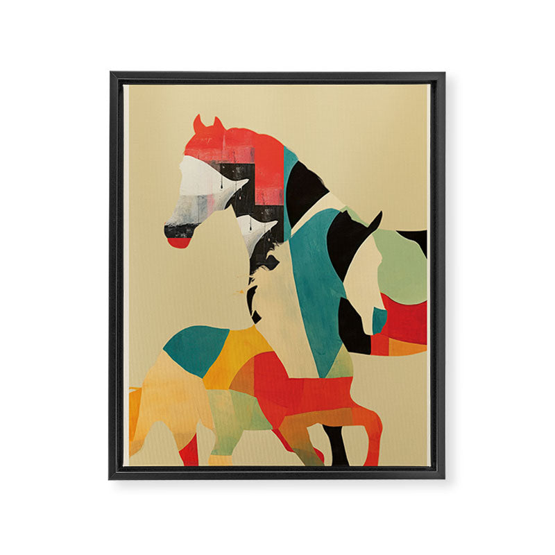 Colorful Abstract Horses 1 Framed Canvas Print Gallery Image 6